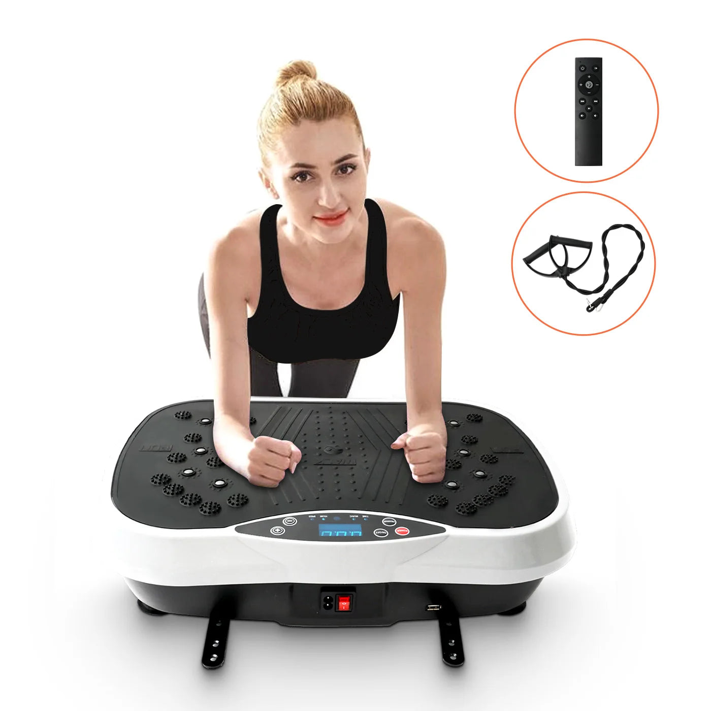 Vibration Plate Exercise Machine Portable Fat-Burning Machine Weight Loss 220 lbs Full-Body Workout Shaker BT Remote Control