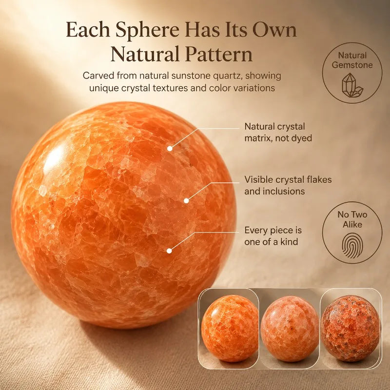 Natural high-quality sunflower crystal ball, is a casual crystal with random styles, suitable for Valentine's Day, Thanksgiving, and Halloween holiday gifts for family and friends, as well as home, office, and study decoratio