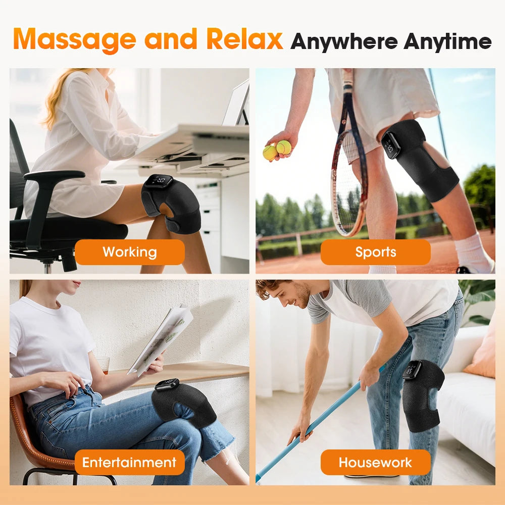 Electric Heated Vibration Knee Massage Pad 3 Level Hot Compress Thermal Joint Brace Care Muscle Relaxation Blood Circulation