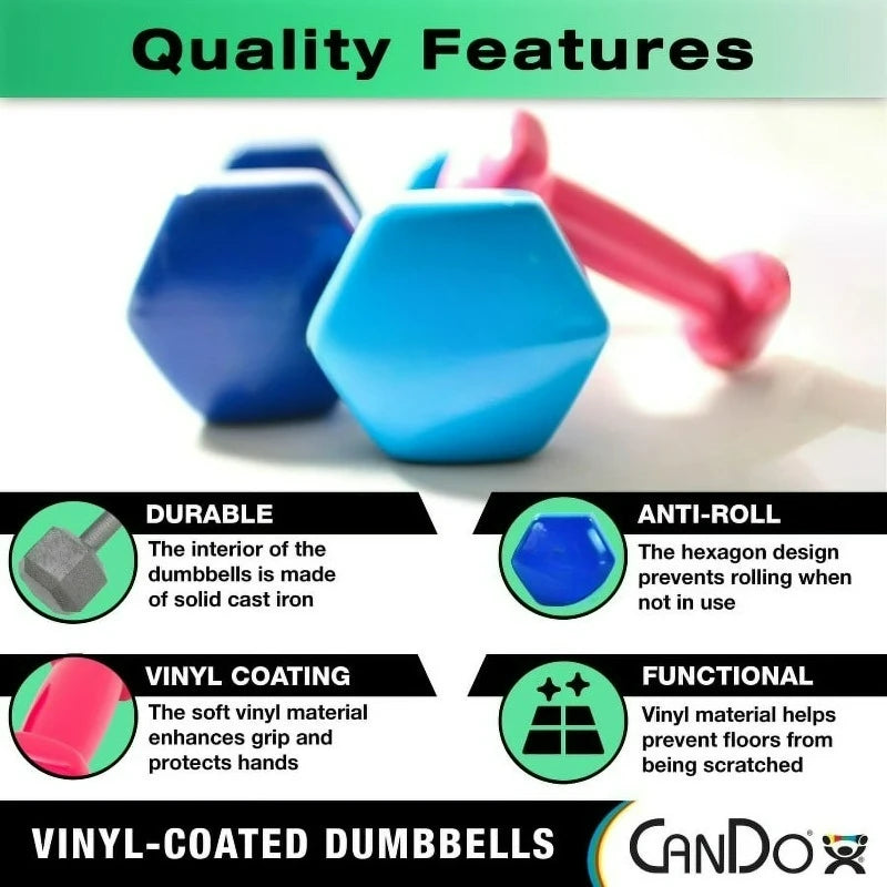 Vinyl-Coated Iron Dumbbell, Green, 3 lb, 1 Each