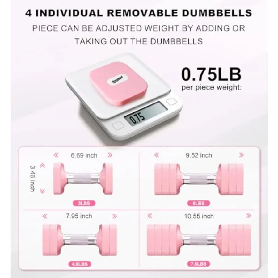 15LB 20LB 30LB 40LB 50LB Adjustable Dumbbell Set Free Weights for Women Men Home Gym Exercise Workout Strength Training Equipme