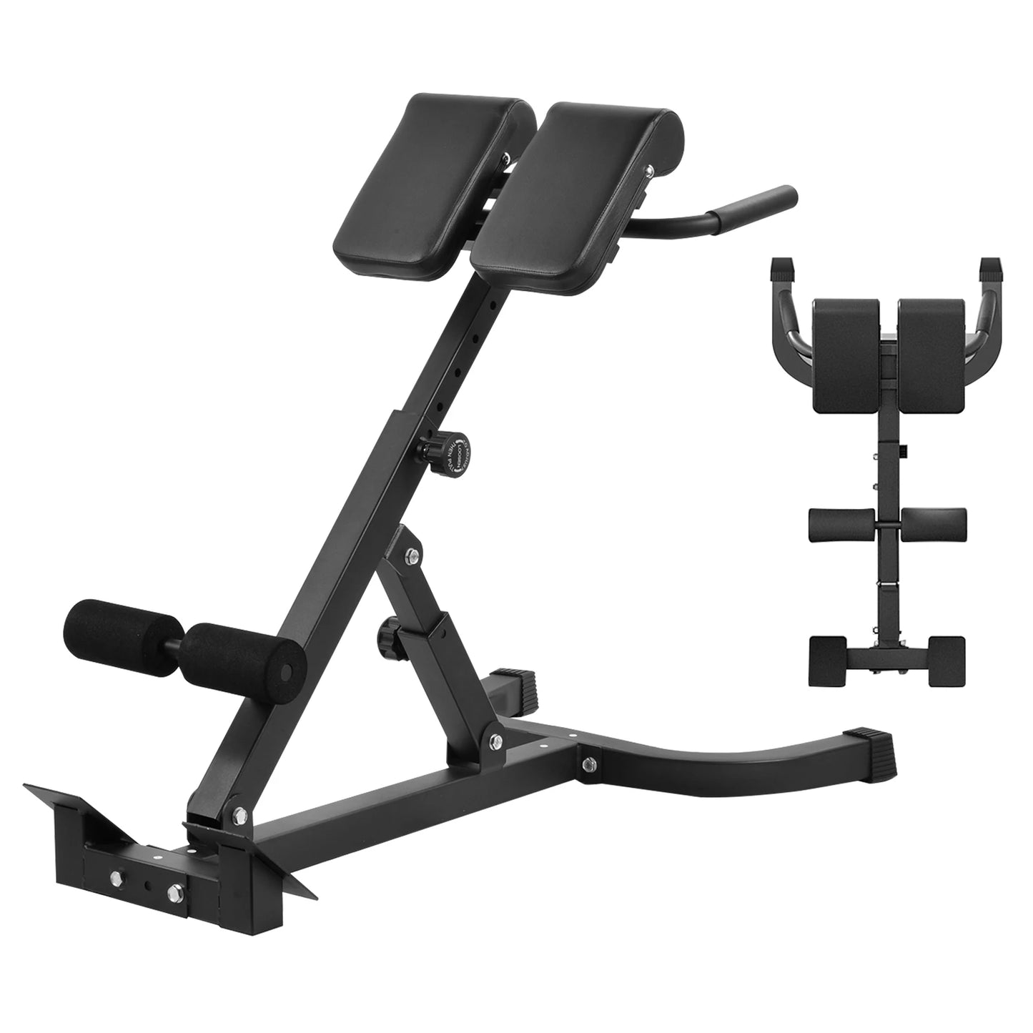 Adjustable Roman Chair for Home Gym, Folding Hyperextension Bench for Lower Back, Heavy Duty Back Extender Machine with 5-Level Height Settings, Space Saving Exercise Equipment for Glutes Abs and Hip Training