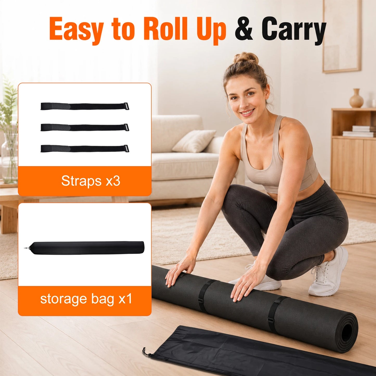 Large Yoga Mat 8 Ft X 6 Ft 7mm Thick PVC Exercise Mat for Home Gym Stretching Workouts Cardio Weights Yoga Fitness Pilates