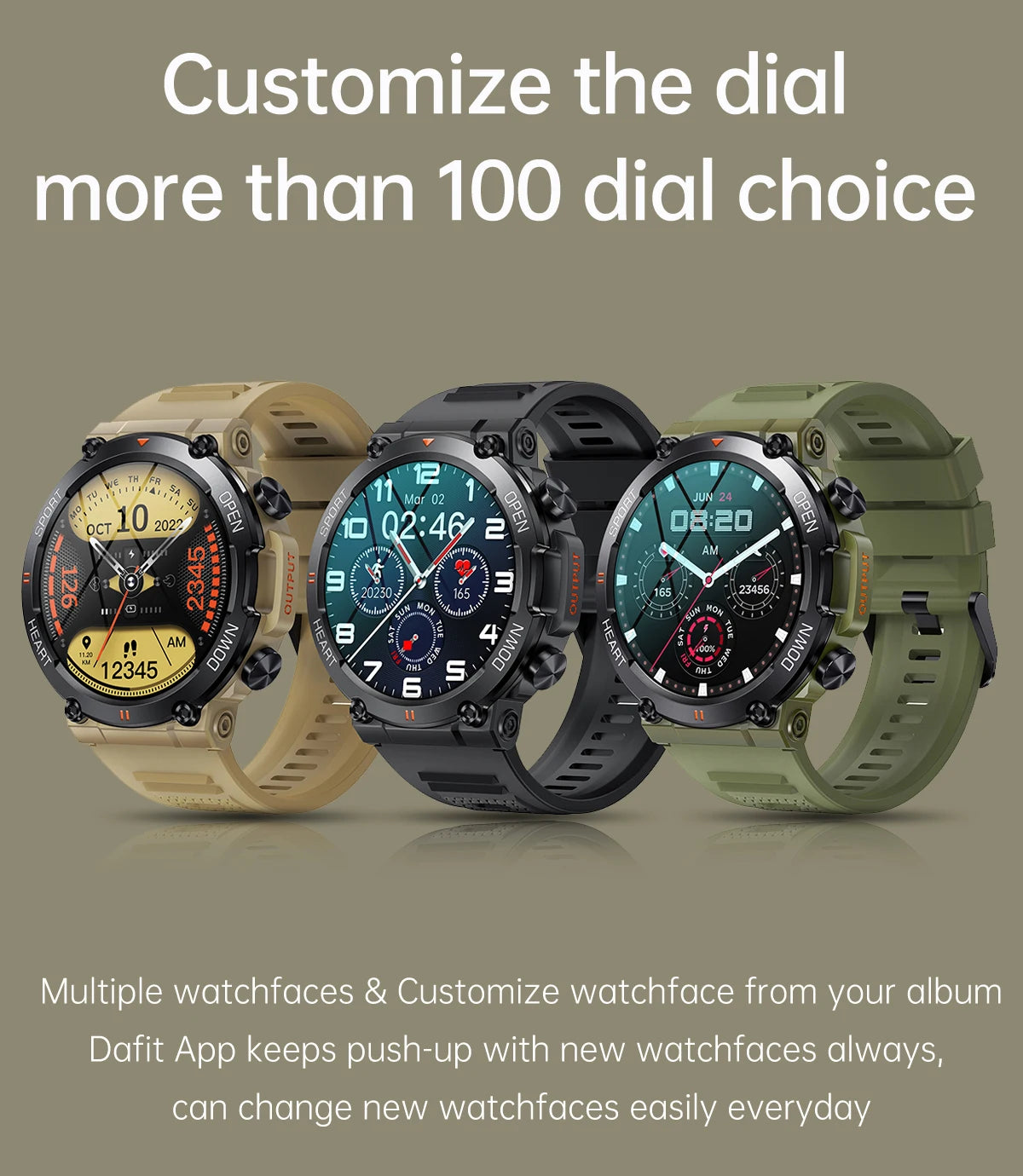 SENBONO Men's Smart Watch  Big Screen Bluetooth Call 400mAh Military Outdoor Sports Fitness Tracker Smartwatch Men Women K56
