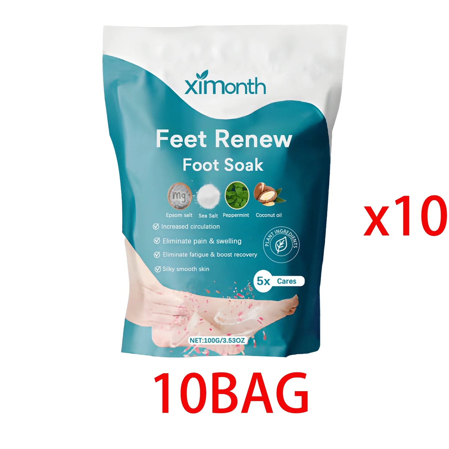 Foot Salt Bath Stress Relief Dead Skin Remover Deep Cleansing Bath Soak Magnesium Moisturizing Body Feet Relaxing Bath Salt 100g