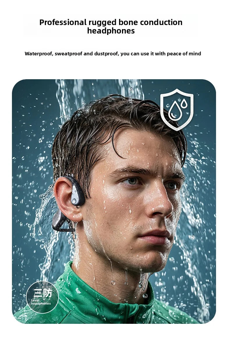 Bone Conduction Wireless Bluetooth Headphones Bluetooth 6.0 Sport Earphones Water And Sweat Proof Headset HD Call  Bluetooth Headphones With Mic