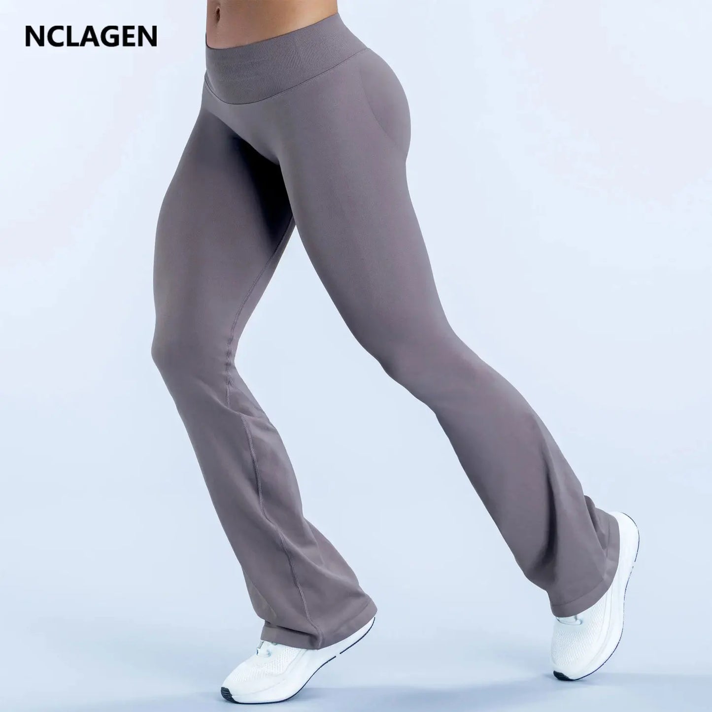 NCLAGEN Women Seamless Flare Yoga Leggings High Waist Scrunch Booty Peach Hip Lifting Impact Gym Fitness Workout Sports Pants