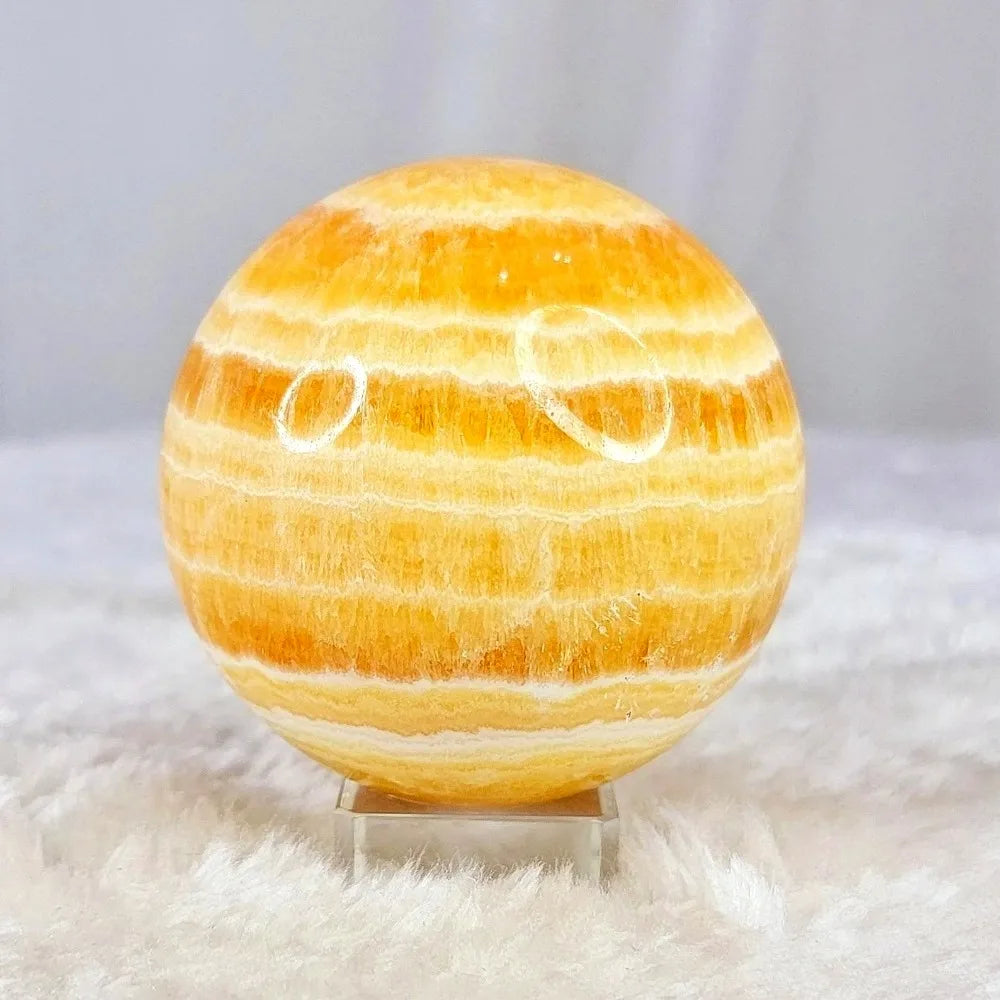 6.5-7cm  Yellow Calcite Sphere Honey Crystal  Home Decor Ball  Healing Stone  Stripes Orange Sphere