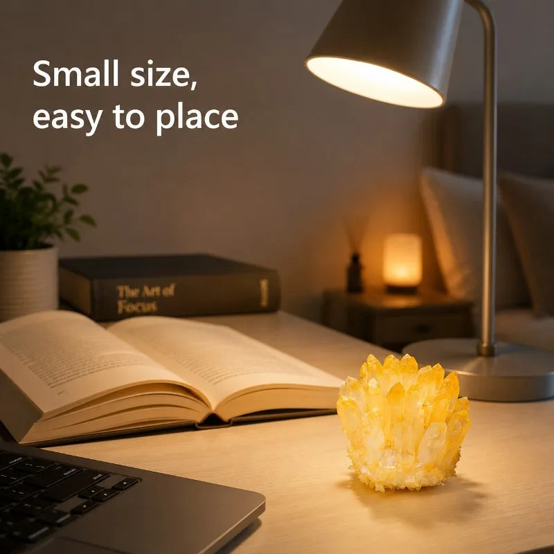1 fashionable yellow crystal quartz cluster, with random styles, perfect for home and desktop decoration. It uses small prickly hairs and imitation cactus to decorate flowers, making it the perfect gift for holidays and birth