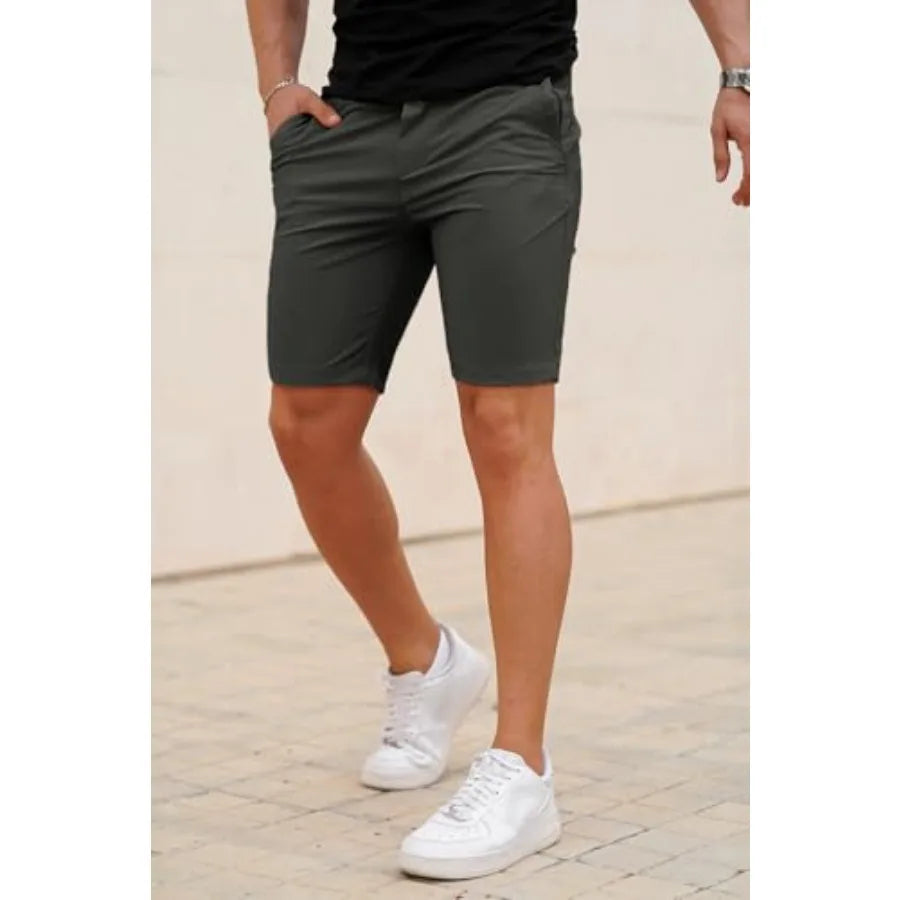 Mens Casual Dress Shorts Stretch Slim Fit Quick Dry 9 Inch Inseam