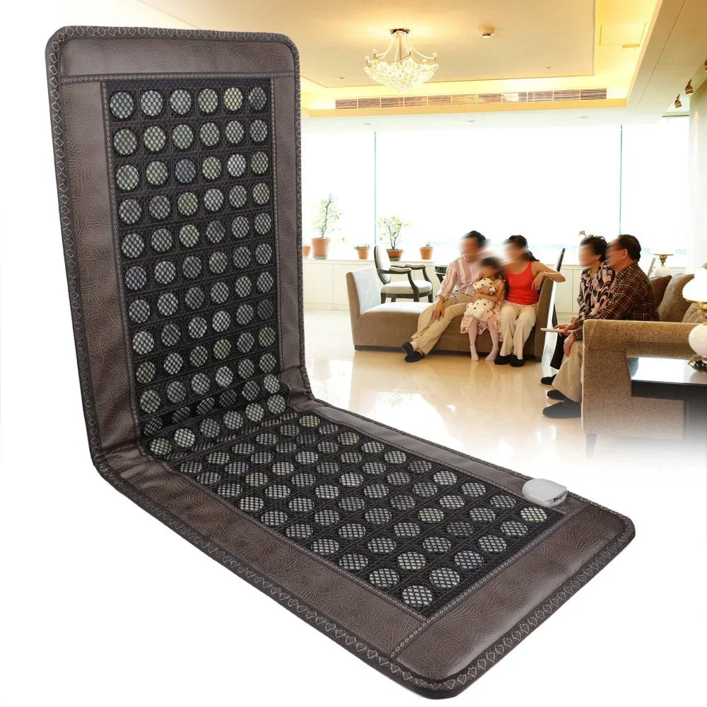 Far Infrared Heating Pad for Full Back, Natural Jade Tourmaline Stones Heating Mat, for Back Neck Shoulder Fast Pain Relief, Suitable for Home&Office