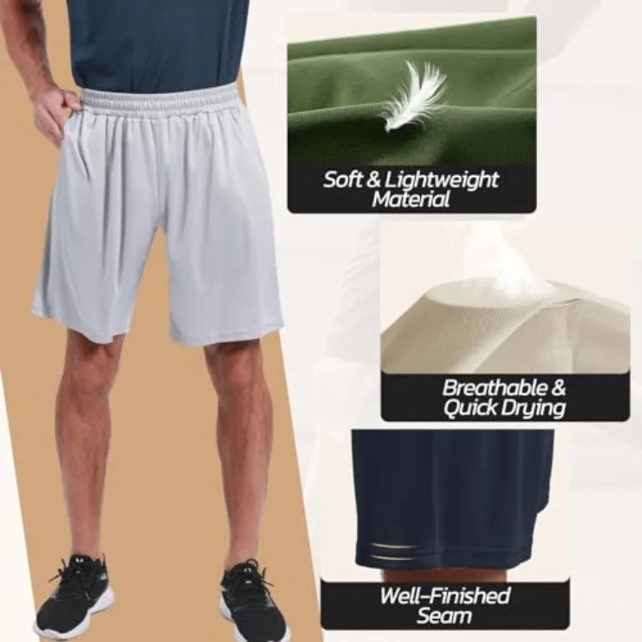3 Pack Gym Basketball Mens Shorts - Quick Dry Black Workout Athletic Shorts with Pockets for Casual Running S-6XL