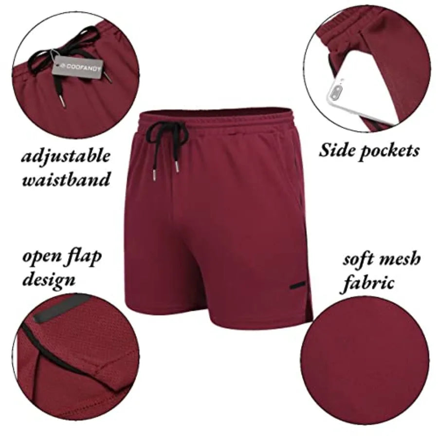Men's 2 Pack Gym Workout Shorts Quick Dry Athletic Shorts 5 Inch Lightweight Sports Running Shorts with Pockets