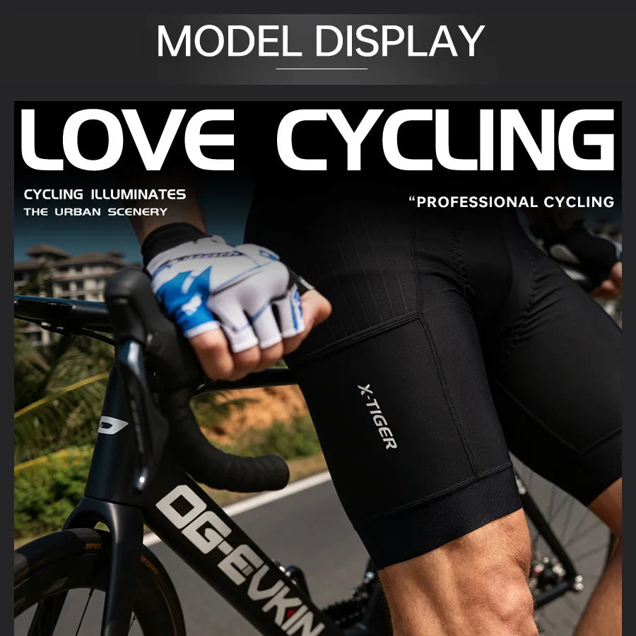 X-TIGER 2026 Men's Cycling Bib Shorts 7-Hour Competitive Version Summer Black Biking Shorts Hommes MTB Cycling Clothing Man with Pockets