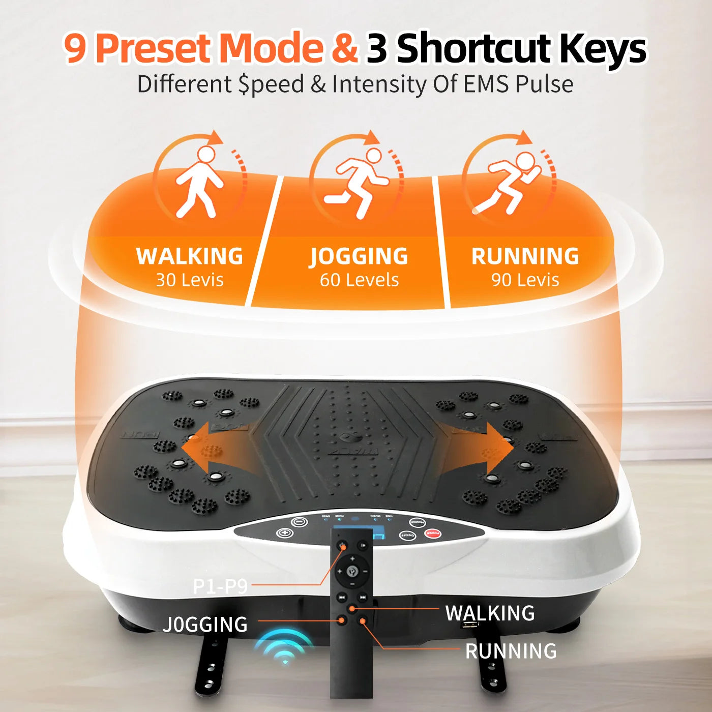 Vibration Plate Exercise Machine Portable Fat-Burning Machine Weight Loss 220 lbs Full-Body Workout Shaker BT Remote Control