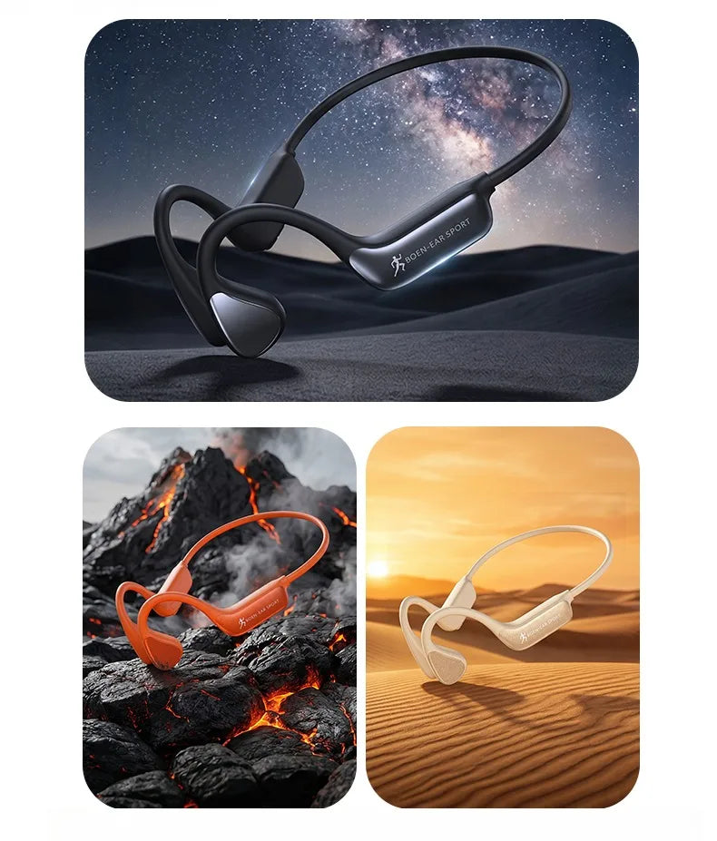 Bone Conduction Wireless Bluetooth Headphones Bluetooth 6.0 Sport Earphones Water And Sweat Proof Headset HD Call  Bluetooth Headphones With Mic