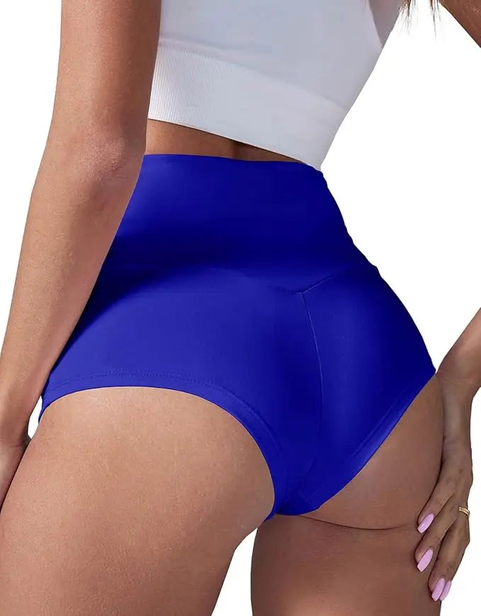 Women's High Waist Yoga Shorts with Pockets, Booty Lifting Workout Leggings, Athletic Compression Sport Shorts