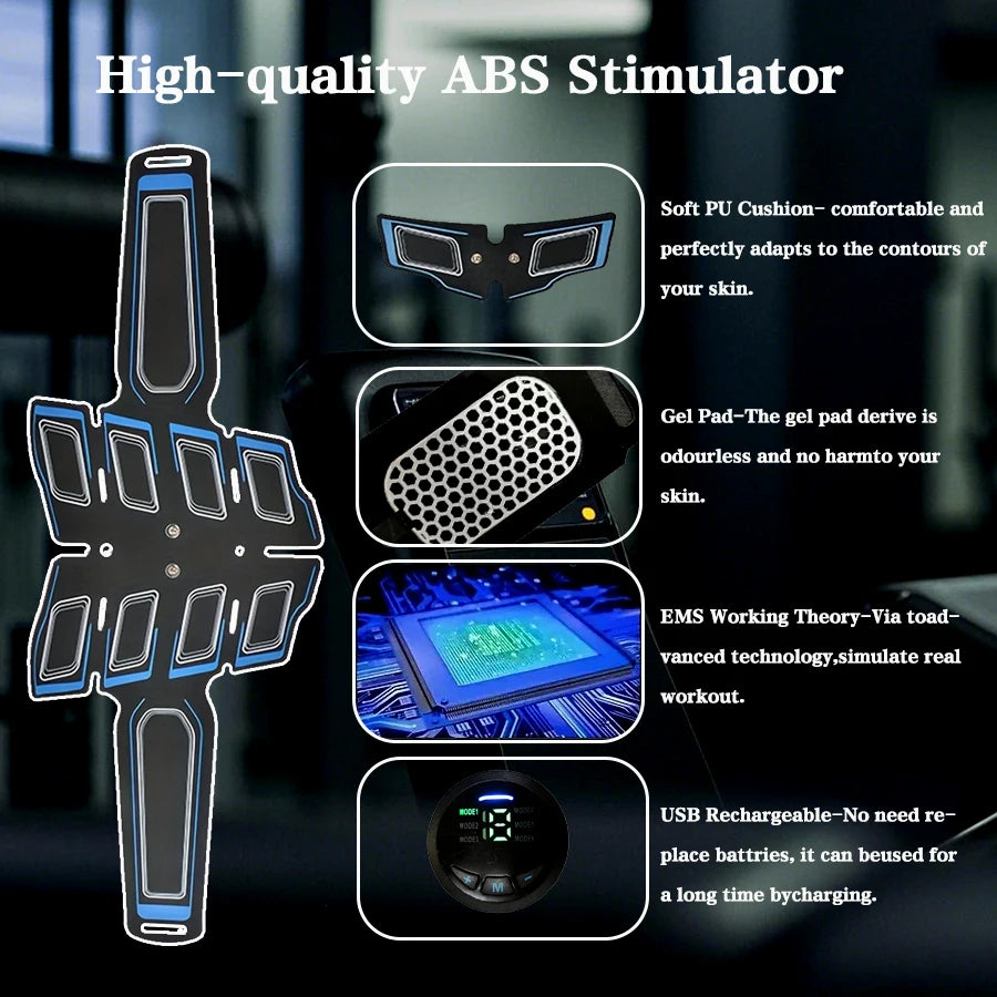 Fitness Equipment EMS Stimulator for Men & Women Abdominal Muscle Stimulation Training with 6 Modes And 18 Intensities for Muscle Training