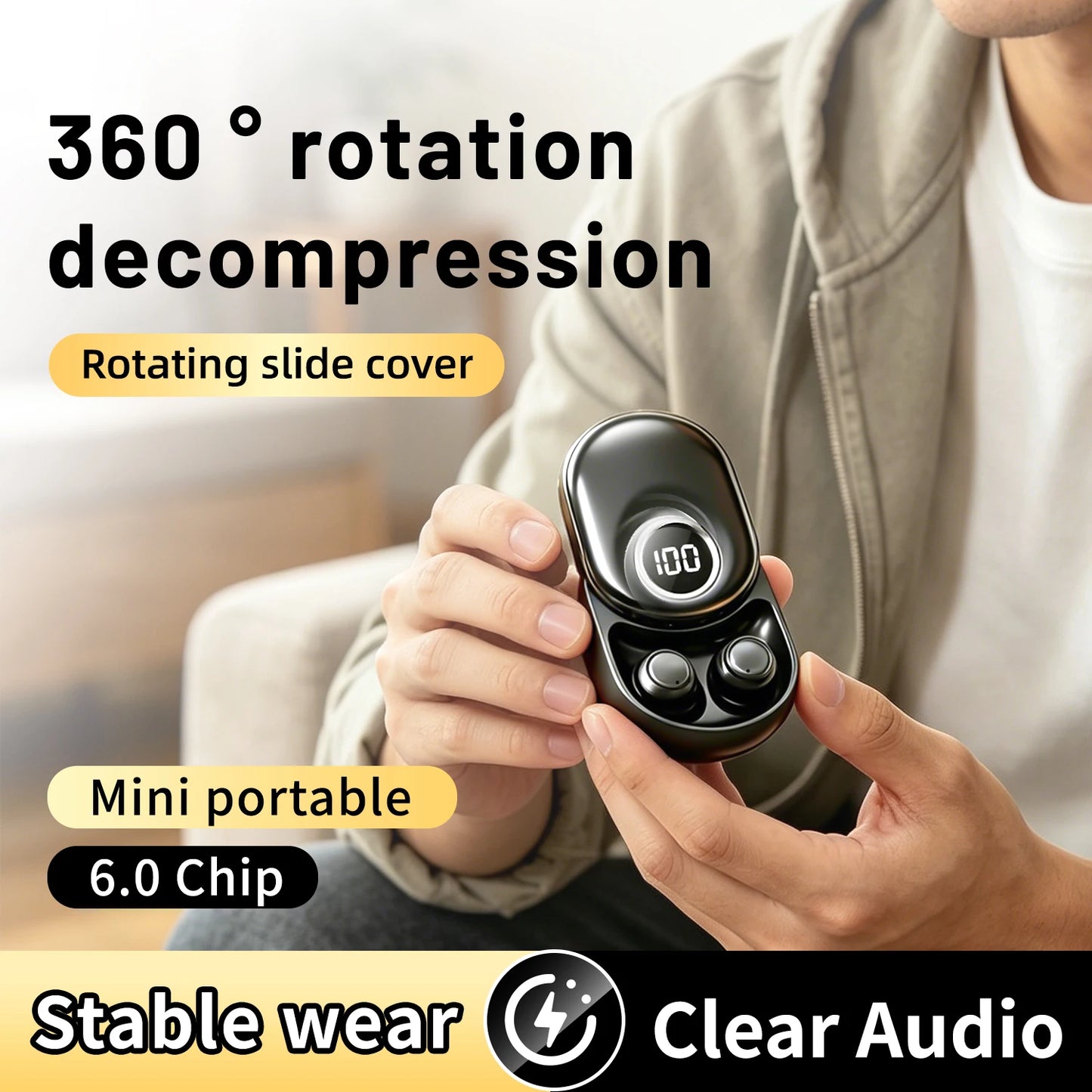 SK55 Bluetooth Wireless Earbuds Sleep Earphones, Bluetooth 6.0, Noise-Canceling Earphones.Improves Sleep Quality, Zero Pressure On The Ears When Sleeping On Your Side, Invisible Flat-head Earphones, Suitable For Travel And Si