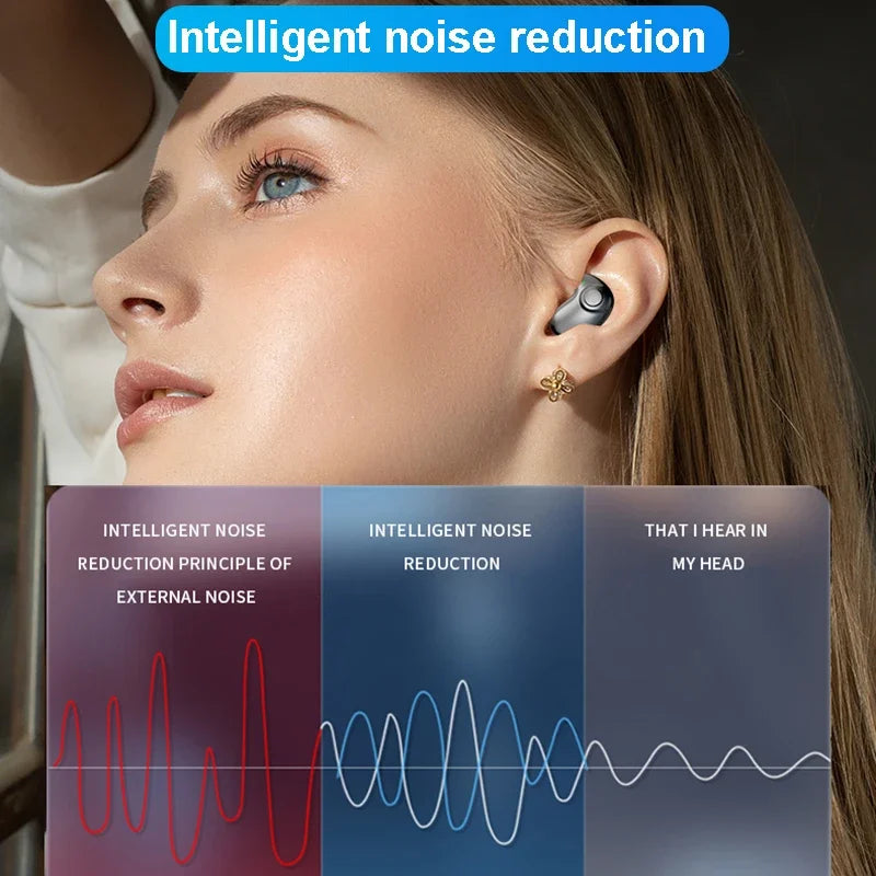 Invisible Sleep Earphones Wireless Bluetooth 5.3 Headphones IPX5 Waterproof Noise Reduction Earbuds Touch Control Headsets
