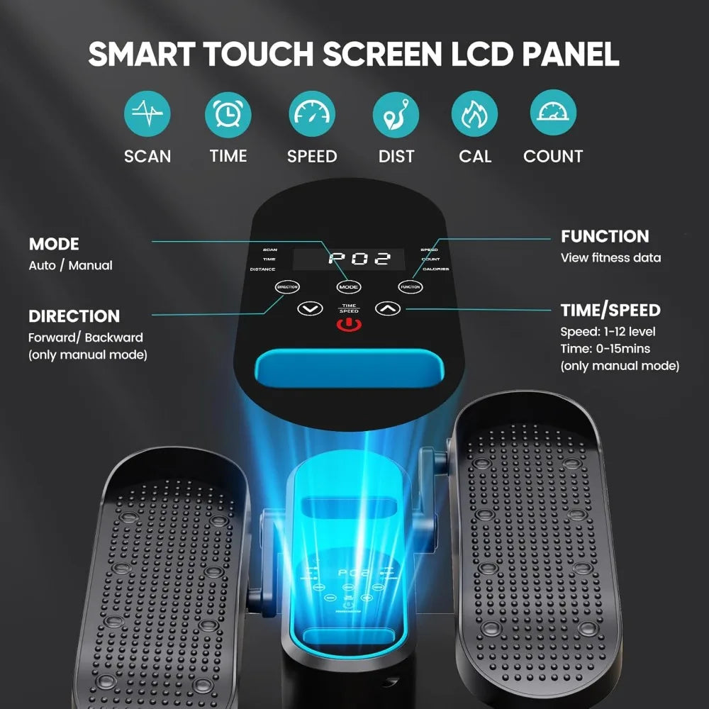 Under Desk Elliptical Machine, Electric Leg Exerciser for Seniors, Quiet Portable Pedal Exerciser with 12 Speed Levels & Remote Control