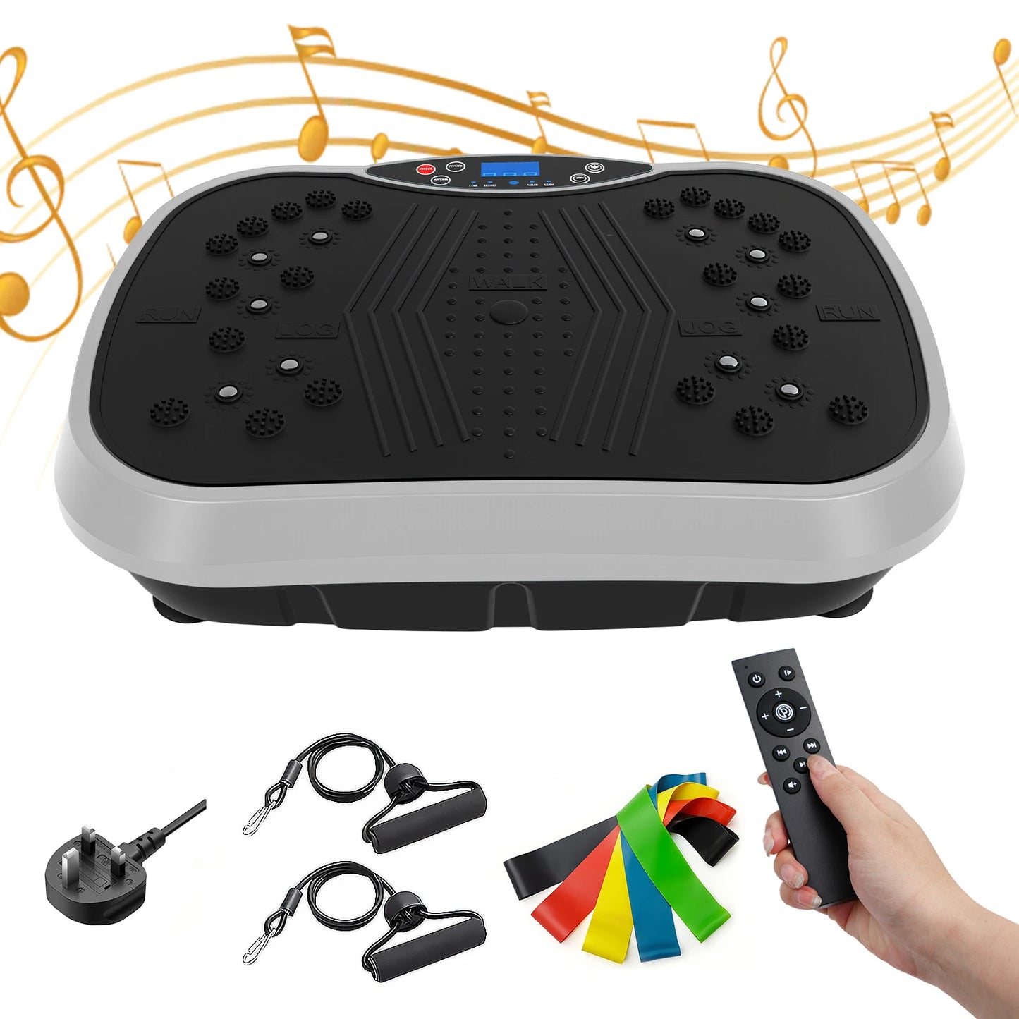 Portable Vibration Plate Exercise Machine Full-Body Workout with Bluetooth Resistance Bands Yoga Straps for Weight Loss &Shaping