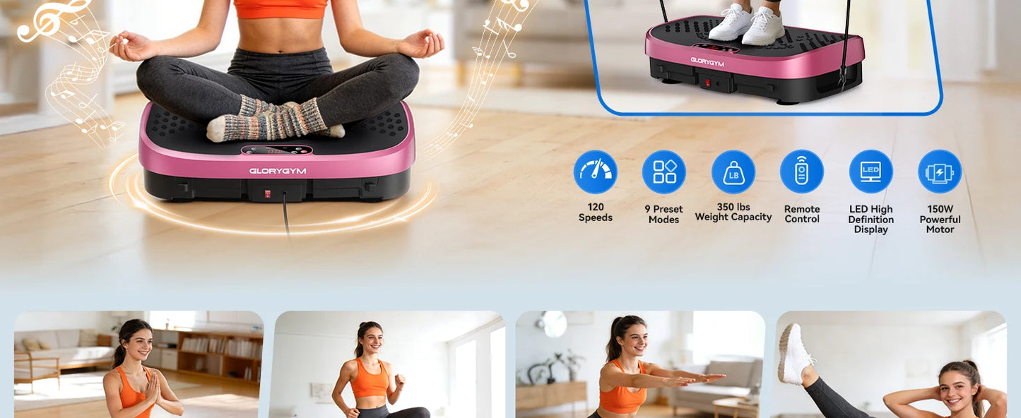 Magnetic Vibration Plate Exercise Machine Fat Burning 120 Levels 330lbs Portable Quiet Home Fitness  APP Control Workout Platform for Home Gym Body Shaping Gift for Women Men