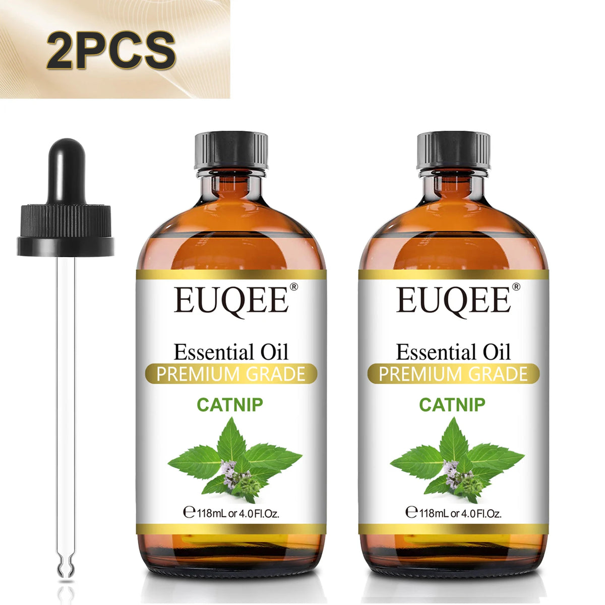 EUQEE 2PCS Premium Essential Oil Gift Set For Soap & Candle Making 118ml Myrrh Spearmint Catnip Lavender Aromatherapy Essential Oil For Diffuser