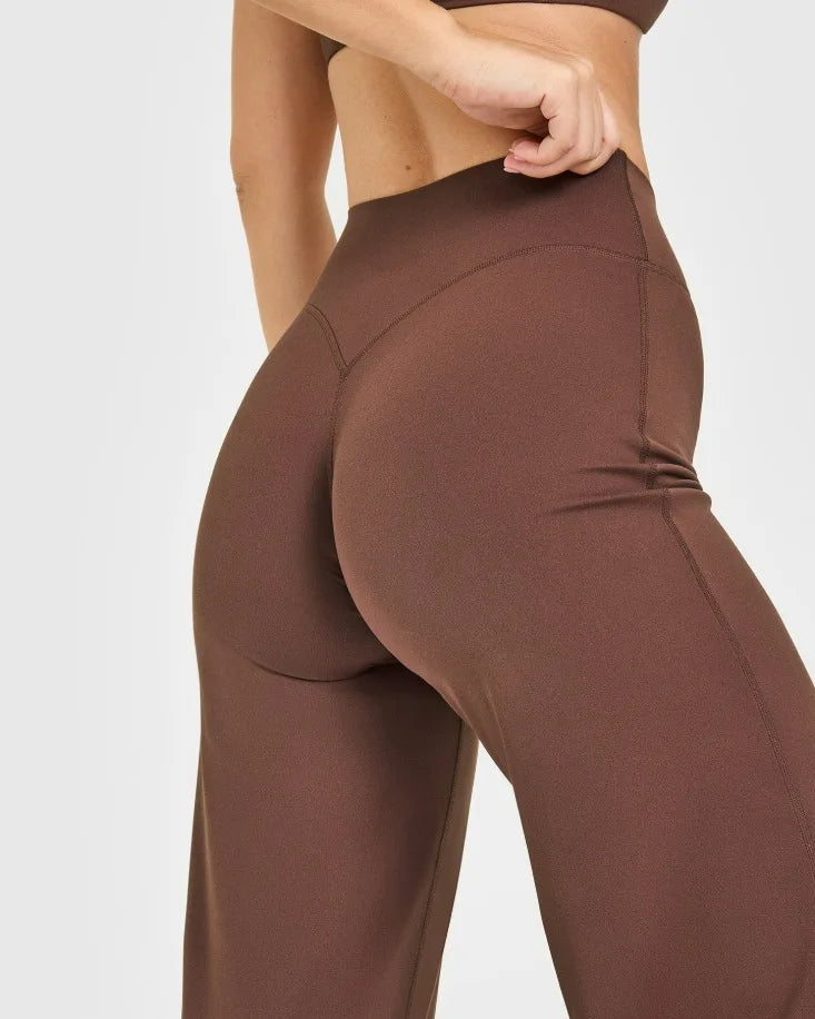 NCLAGEN SoftMotion Straight Leg Bottoms Women's Mid-Waist Yoga Pants GYM Leggings Naked Feel Pilates Running Sports Trousers