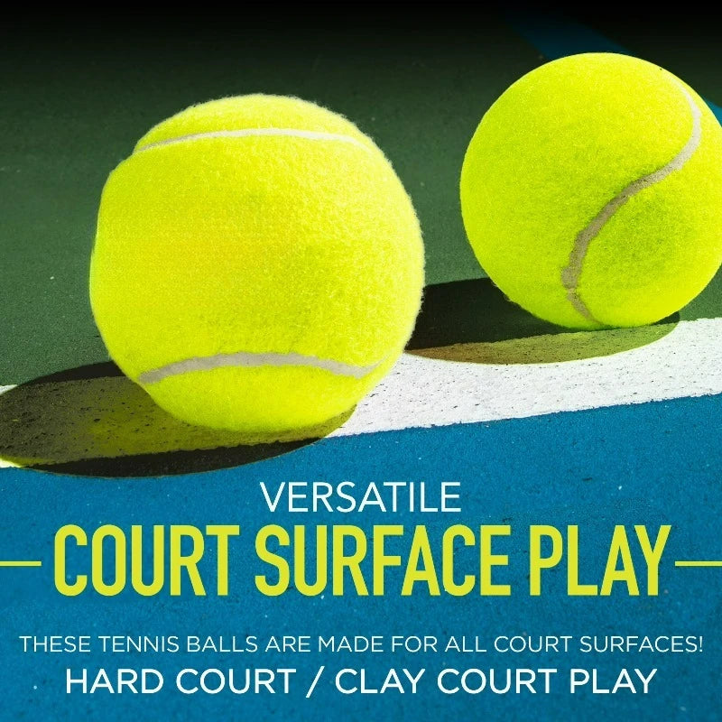 Practice Pressureless Tennis Balls - Great for Beginner Training + Practice - Low Bounce Balls for All Court Surfaces - Yellow - 3 Pack