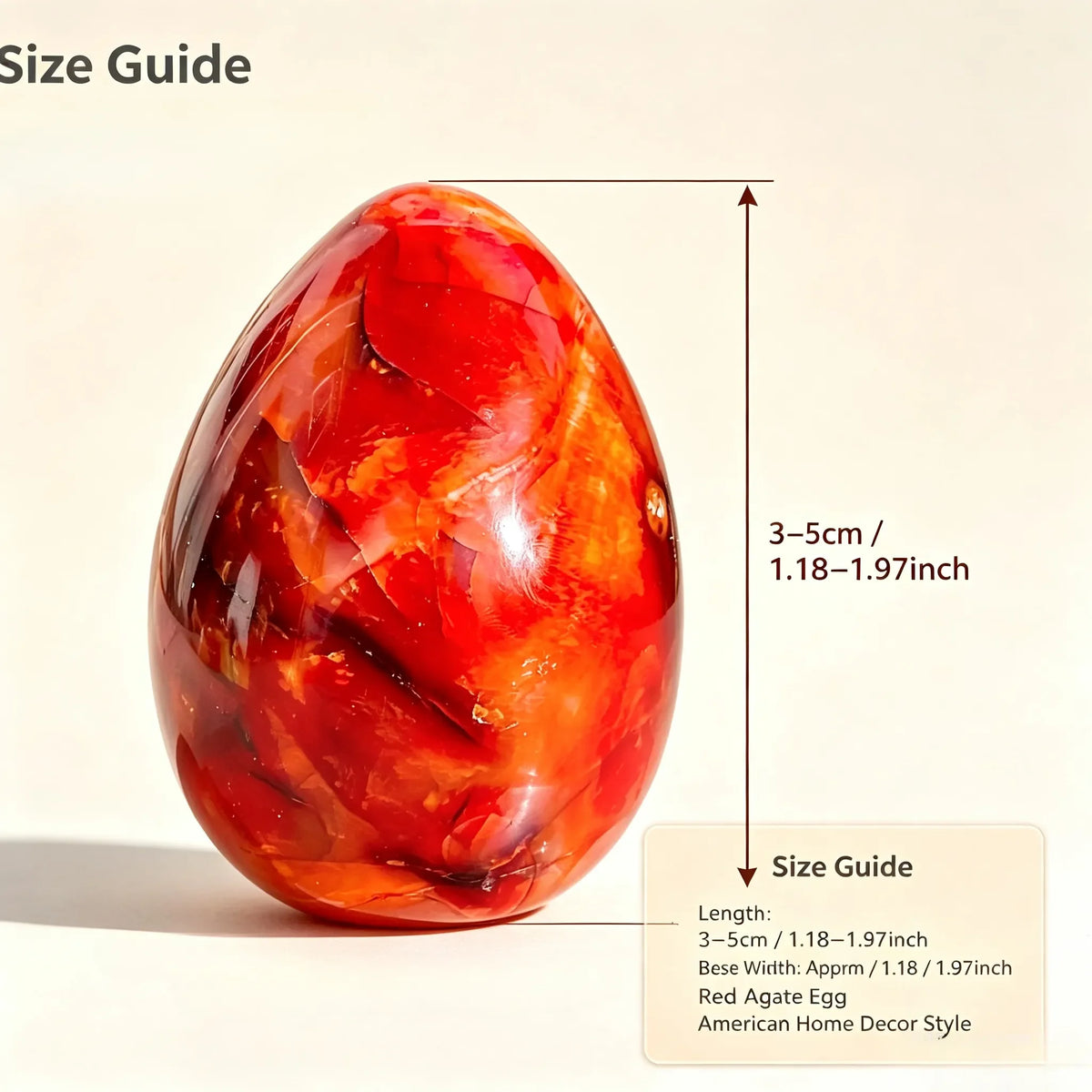 1 piece of natural red agate crystal egg, random style, polished red crystal egg, suitable for home decoration and collecting gifts. The real red agate stone has a unique marble pattern and is a gift for Easter, Christmas, an