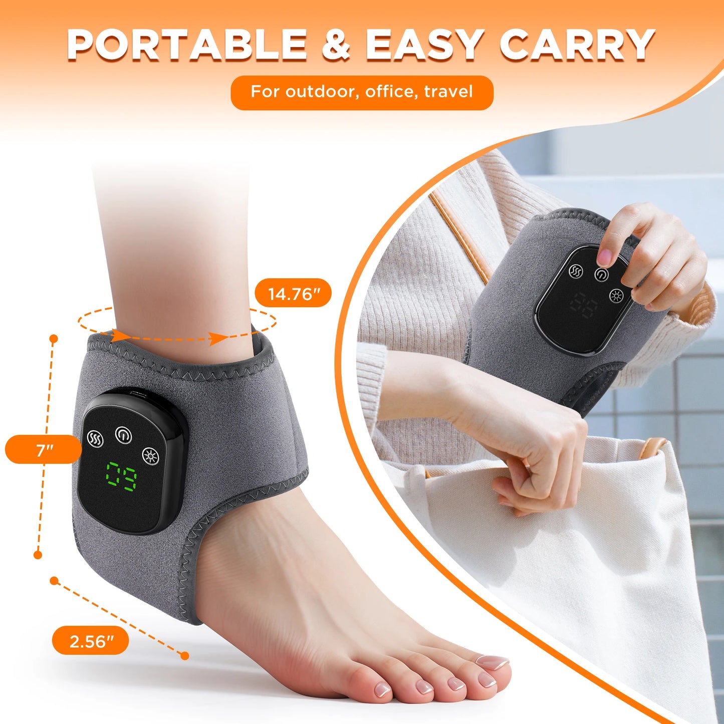 Electric Heating Foot Ankle Massager with Vibration Ankle Wrap Support Hot Compress for Joint Protection Foot Protector