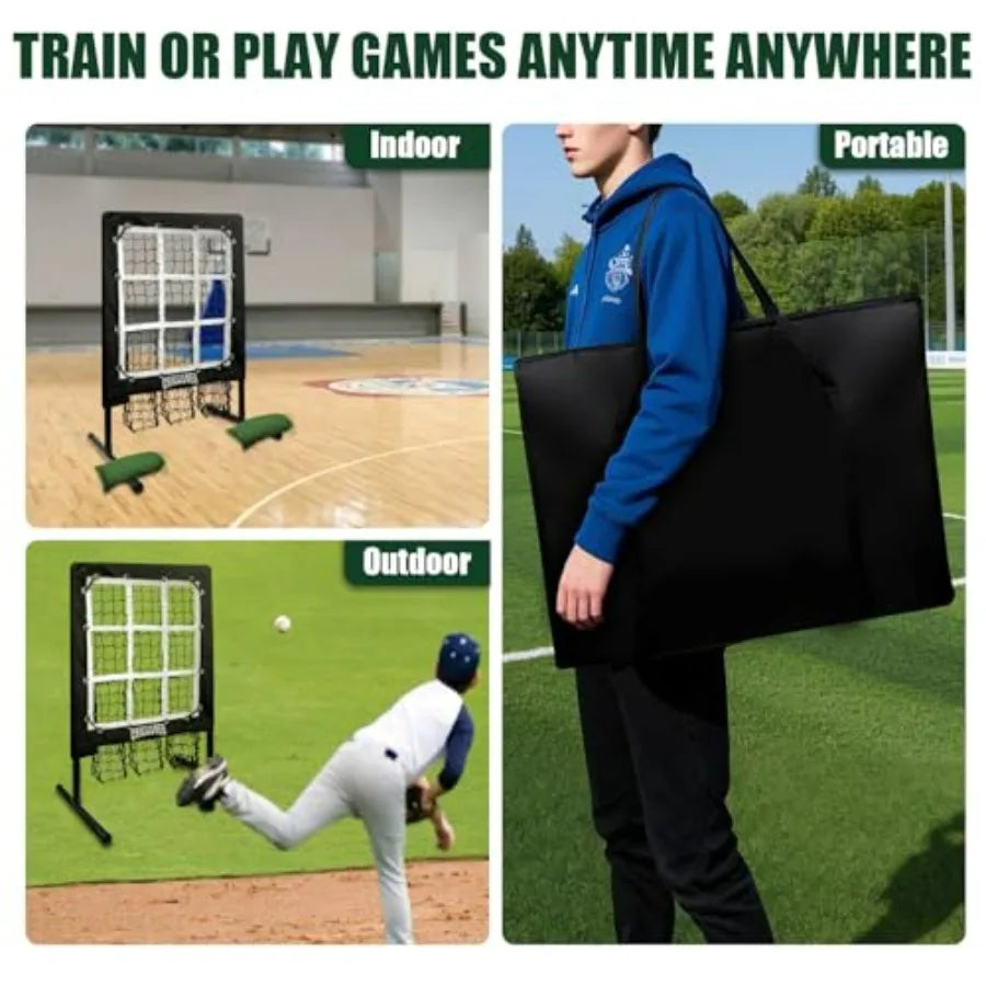 9 Hole Pitching Net Heavy-Duty Baseball Net with Strike Zone for Pitching and Hitting Practice Hght Adjustable Training Equipme