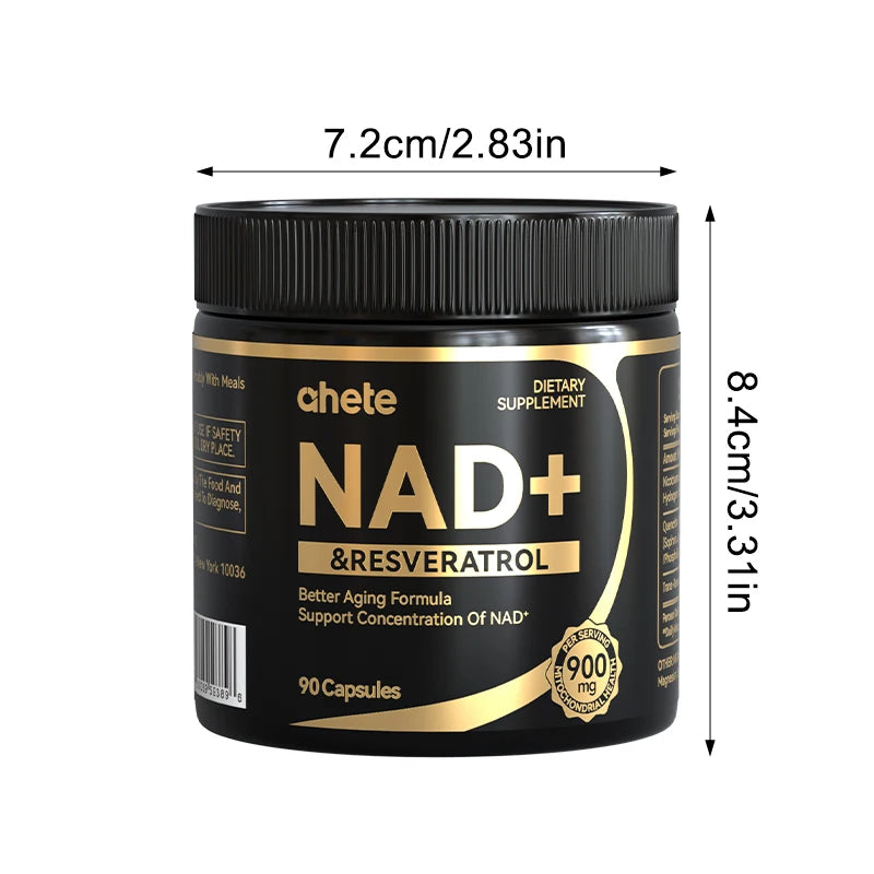 Nad + Resveratrol Supplement - Hypoallergenic, Easy To Swallow MNM For Energy & Overall Wellness.