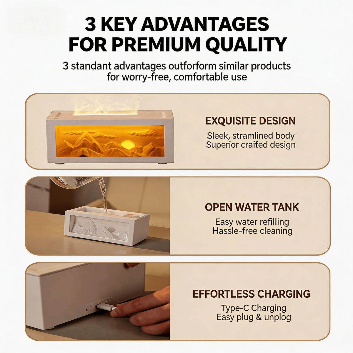 2026 New Sunrise Golden Mountain Themed Air Diffuser Humidifier, Aromatherapy Essential Oil Diffuser, Ultrasonic Aromatherapy Humidifier with Timer, Suitable for Home, Bedroom, Office, yoga Room.