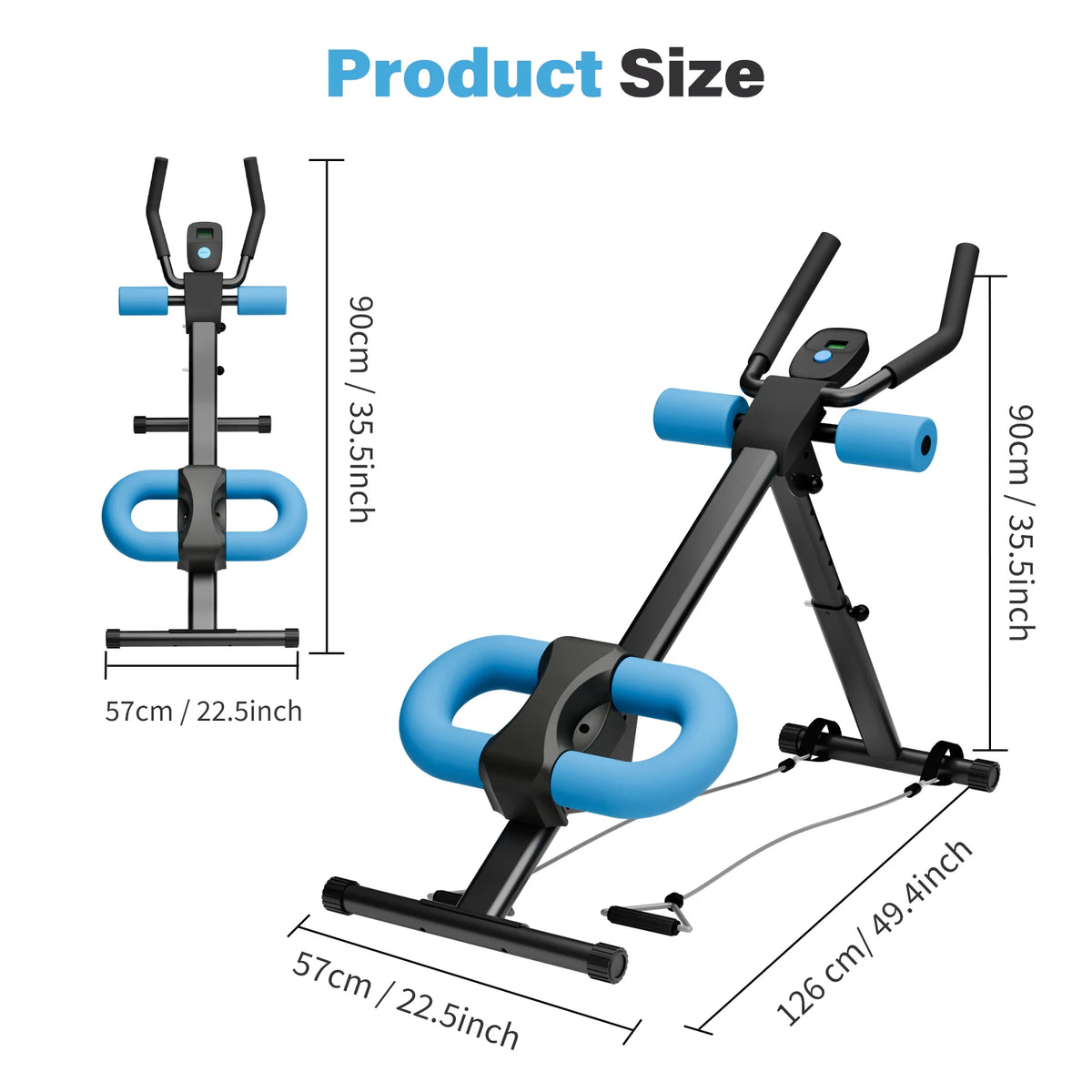 Foldable Ab Crunch Machine Core Workout Bench Adjustable Equipment Fitness Exercise Strength Resistance Bands for Home Gym