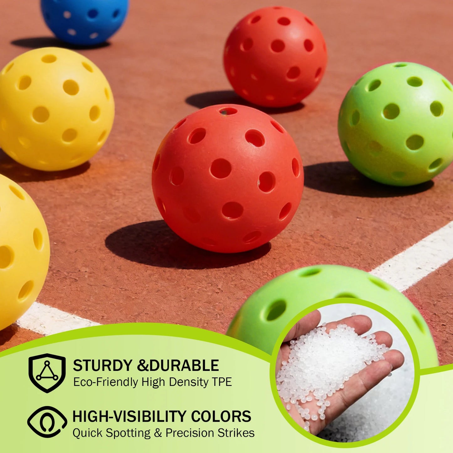 KOOMADE 40-Hole Outdoor Pickleballs 8/16Pcs Official USAPA Standard 74mm 26g Durable Tournament Training Balls All Weather Play
