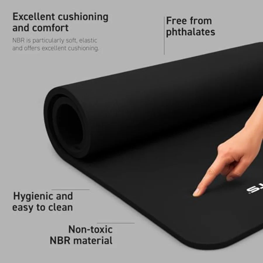 Yoga Mat Premium Non Slip Thick Extra Comfortable Exercise Mat for Home Workouts Pilates Stretching and Gym Cushioned NBR Foam