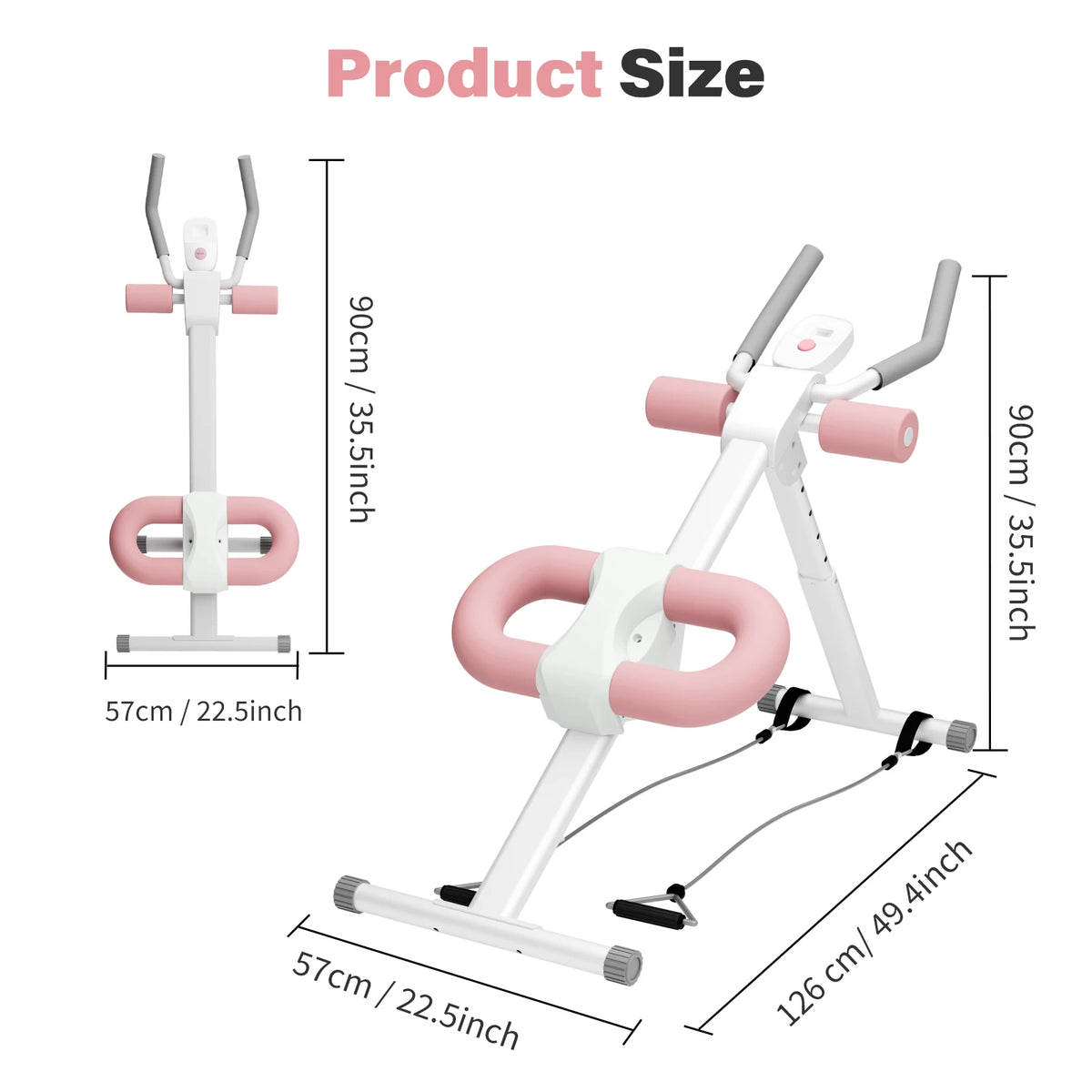 Foldable Ab Crunch Machine Core Workout Bench Adjustable Equipment Fitness Exercise Strength Resistance Bands for Home Gym