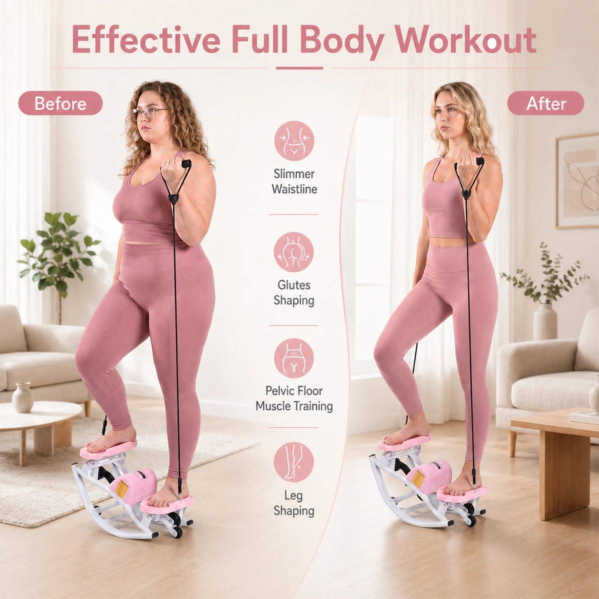 Rock Stepper Side to Side Lateral Rocking Stepper with Resistance Bands and Digital Monitor, 250 lbs Capacity Mini Stepper for Home Indoor Workout, Low Impact Full Body Exercise Machine for Legs Glutes Thighs Core Toning