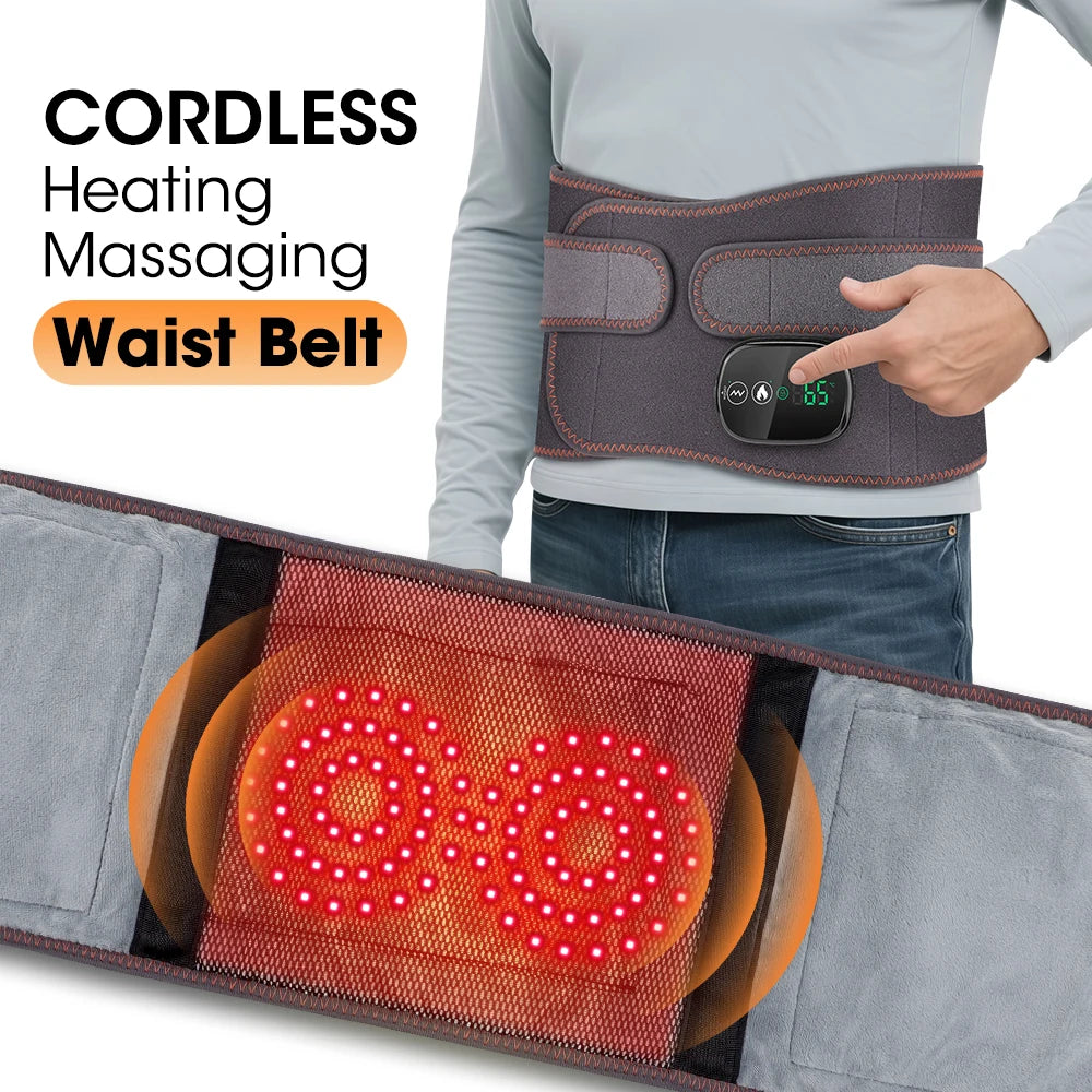 Electric Heating Waist Massager Belts Vibration Hot Compress Brace Belt Back Lumbar Fatigue Relax Massage Machine Heated Pad