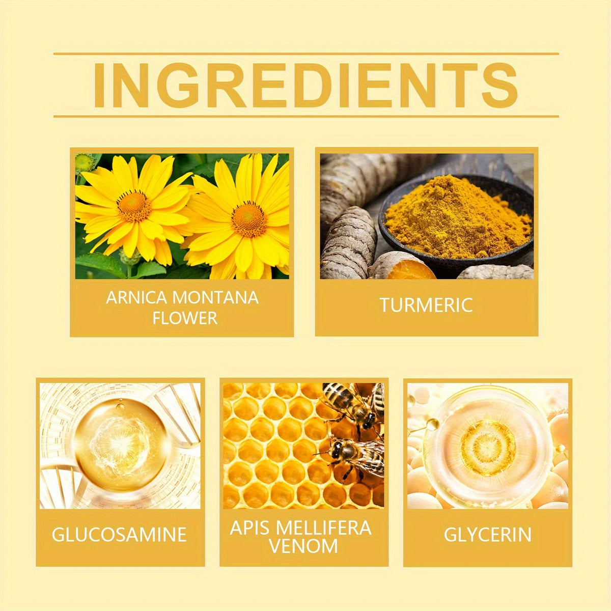 Bee Venom Joint Massage Cream - 100g Turmeric Arnica, Firms Hydrates Soft Smooth Skin All Types