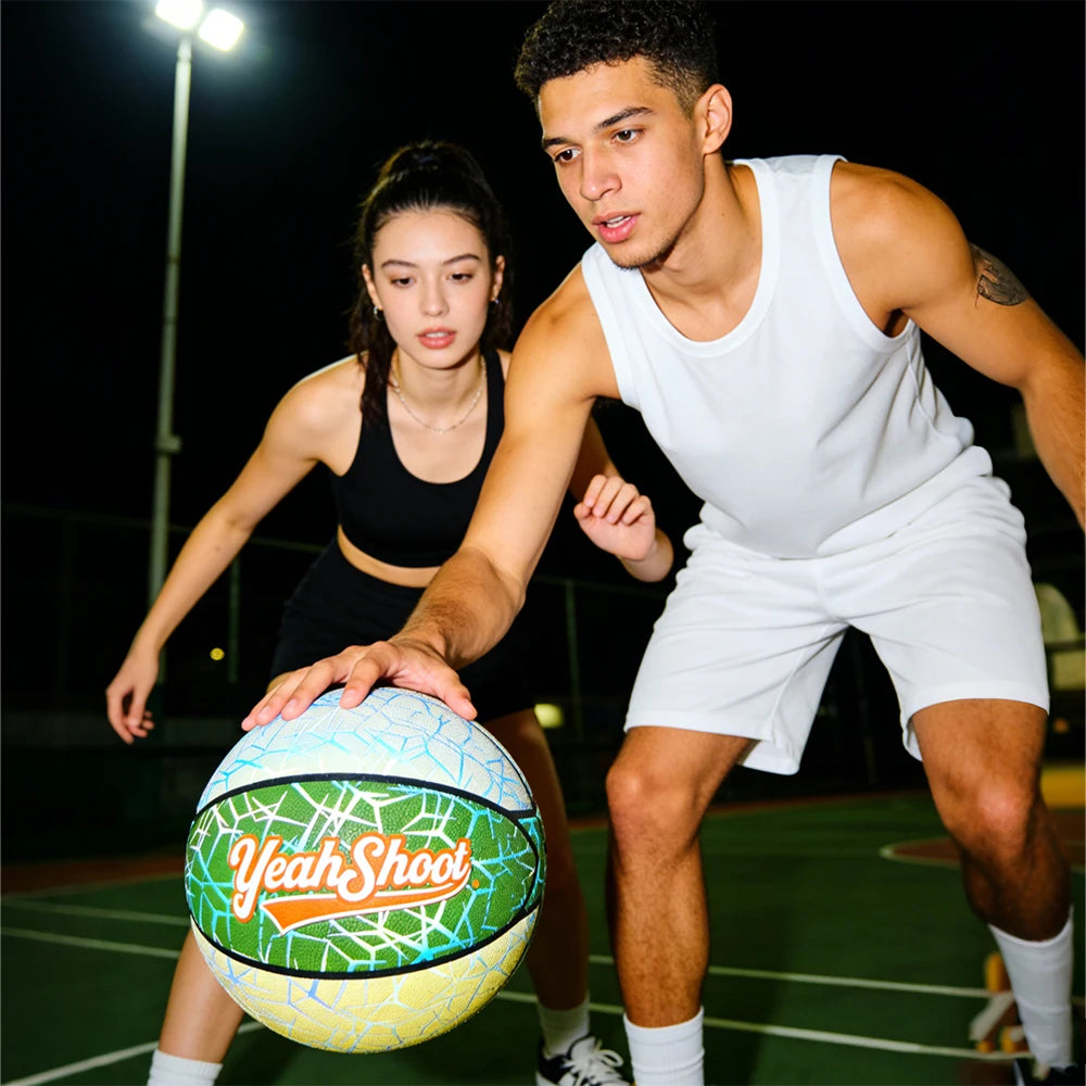2026 Dark-Glowing Holographic Basketball - Light-Up Luminous Basketball for Outdoor Training And Nighttime Games