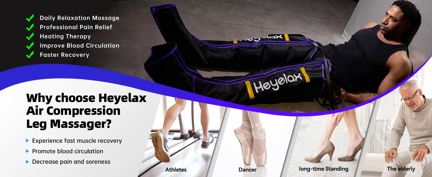 Leg Compression Massager for Circulation and Pain Relief, Air Compression Boots Sleeve for Fast Recovery,Muscle Relaxation