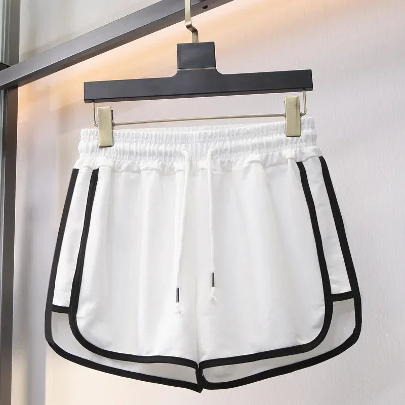 2024 Striped Sports Shorts Women Korean Fashion Casual Mini Shorts Summer Simple Loose Wide Leg Shorts Ladies New