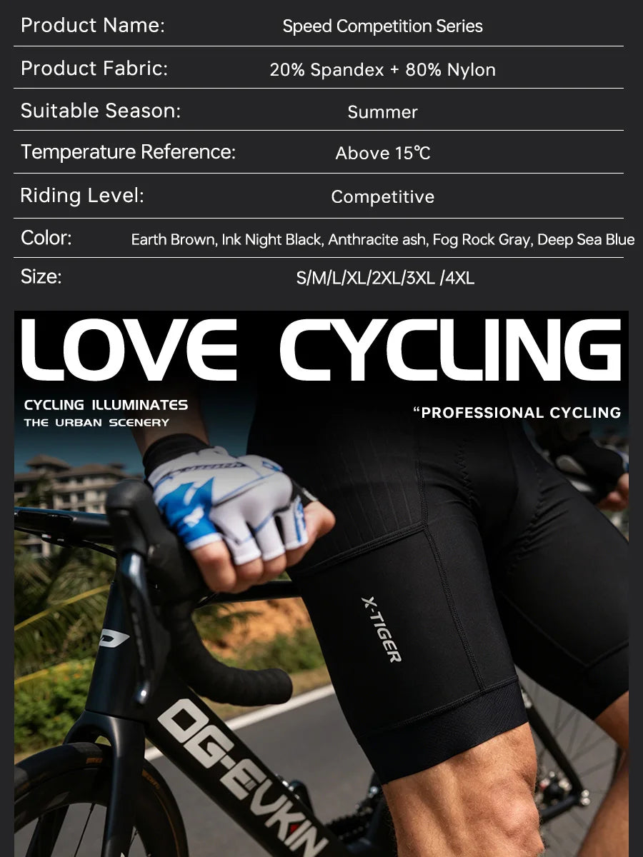 X-TIGER Cycling Bib Shorts Man 7-hour Racing Foam Cushion 2026 Summer Brown Biking Shorts Hommes MTB Long-Distance Training Clothing With Pockets
