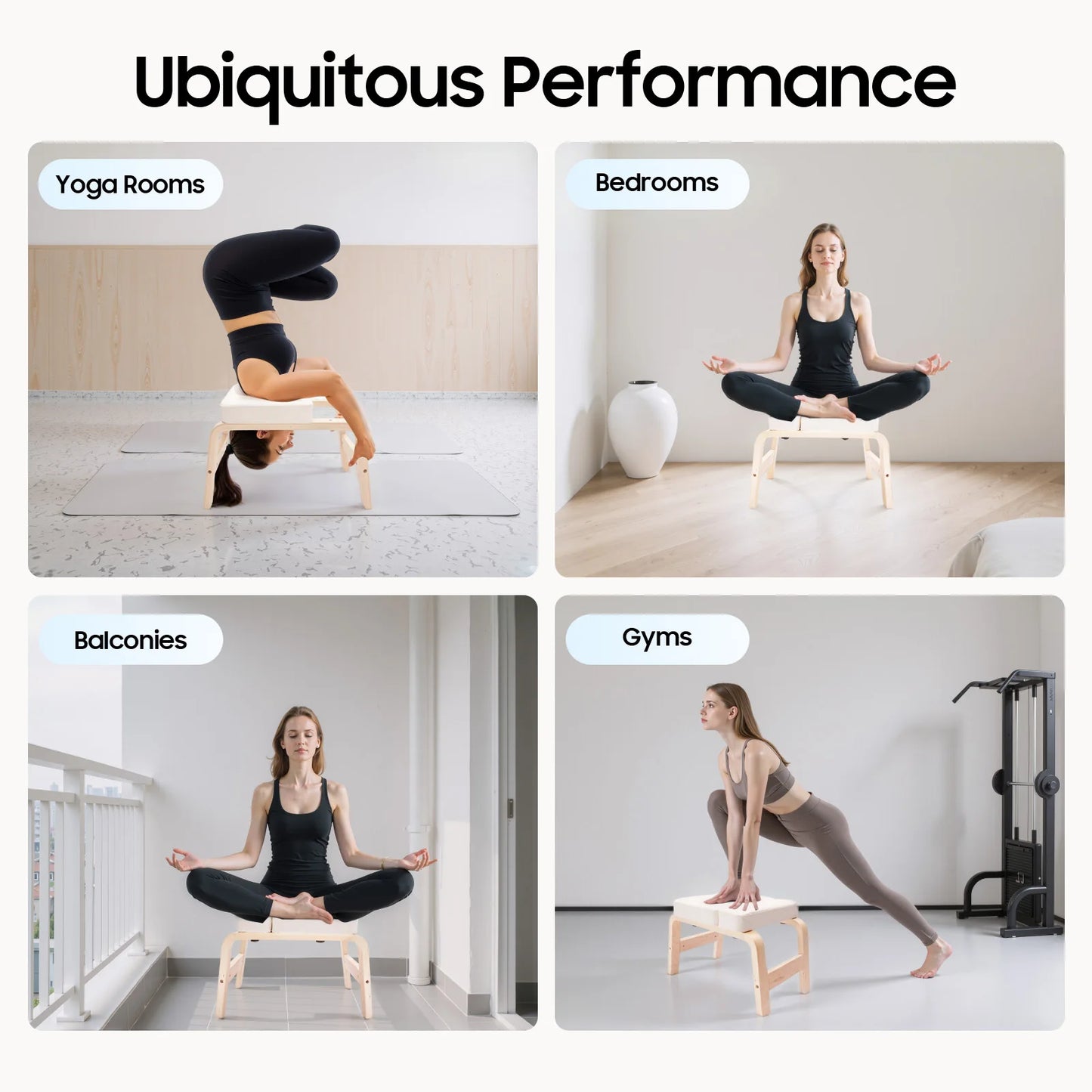 Yoga Headstand Bench Inversion Stool 440lbs Capacity U Shape Cushion Detachable T Block for Headstand Shoulderstand Handstand Practice Home Gym White