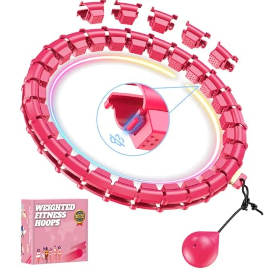 Fit Hoop Weighted Hula Pilates Circles, 32 Detachable Parts and 65-Inch Plus-Size Fit, Weight Loss Fitness Gear, Quiet Home Wor