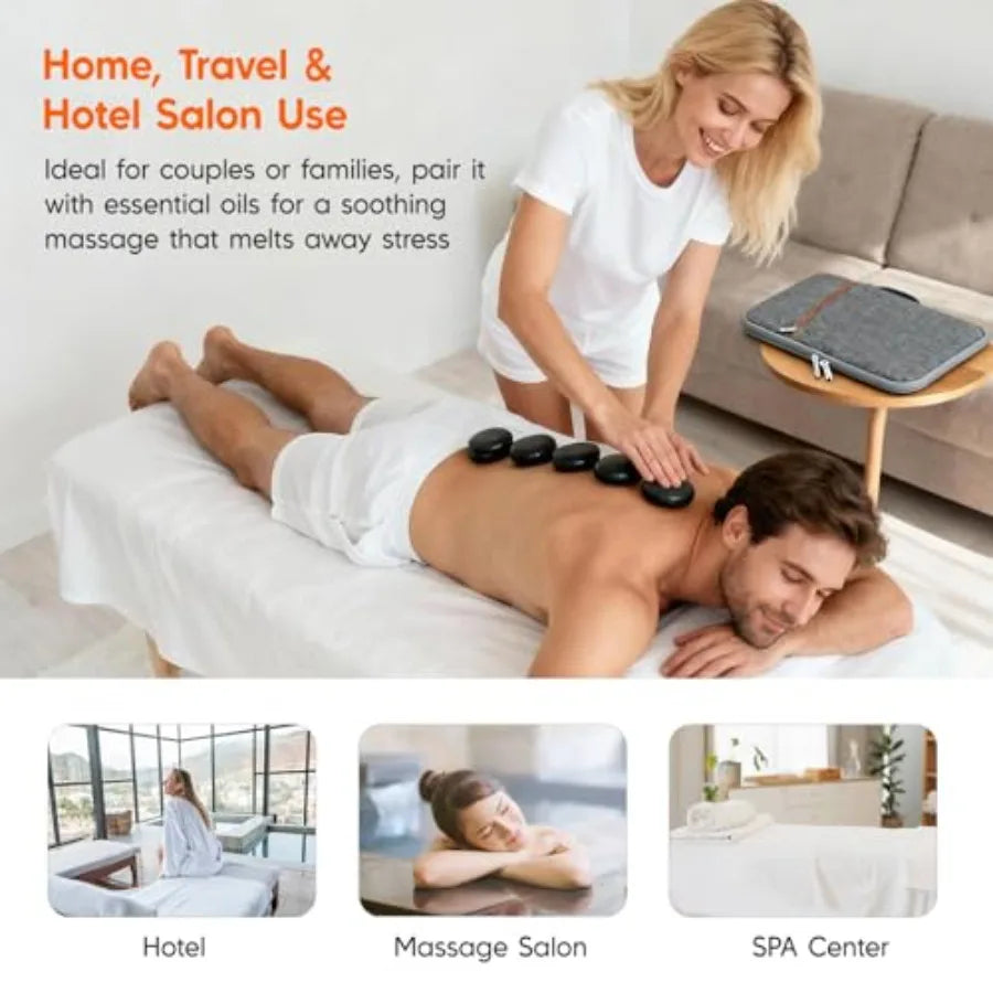 Portable Hot Stone Massage Warmer - Digital Controller Rocks Heating Bag, Electric Massager and Heater for Home Spa Relax Muscl