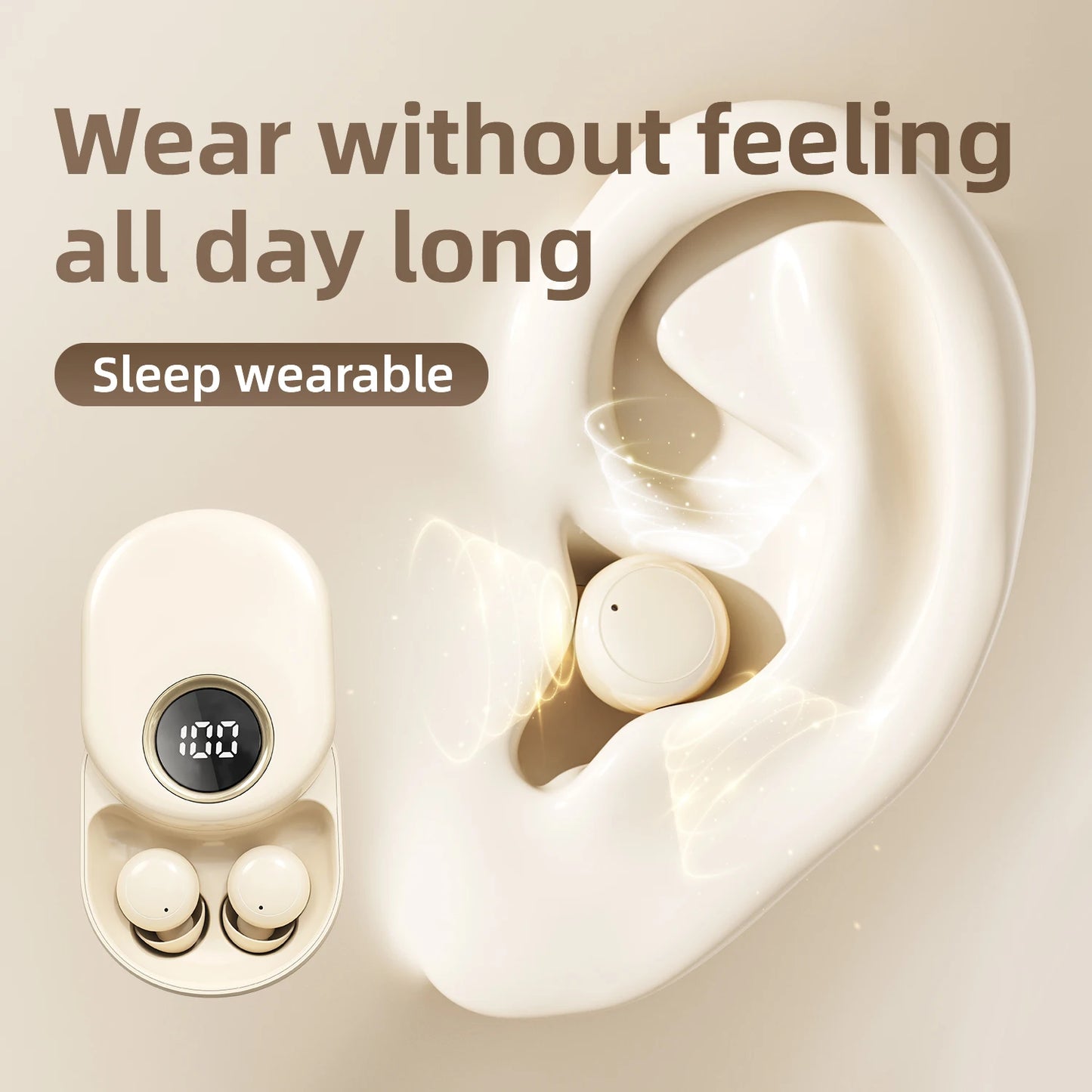 SK55 Bluetooth Wireless Earbuds Sleep Earphones, Bluetooth 6.0, Noise-Canceling Earphones.Improves Sleep Quality, Zero Pressure On The Ears When Sleeping On Your Side, Invisible Flat-head Earphones, Suitable For Travel And Si